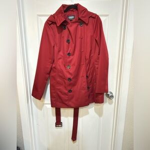 Red Double-Breasted Trench Coat
